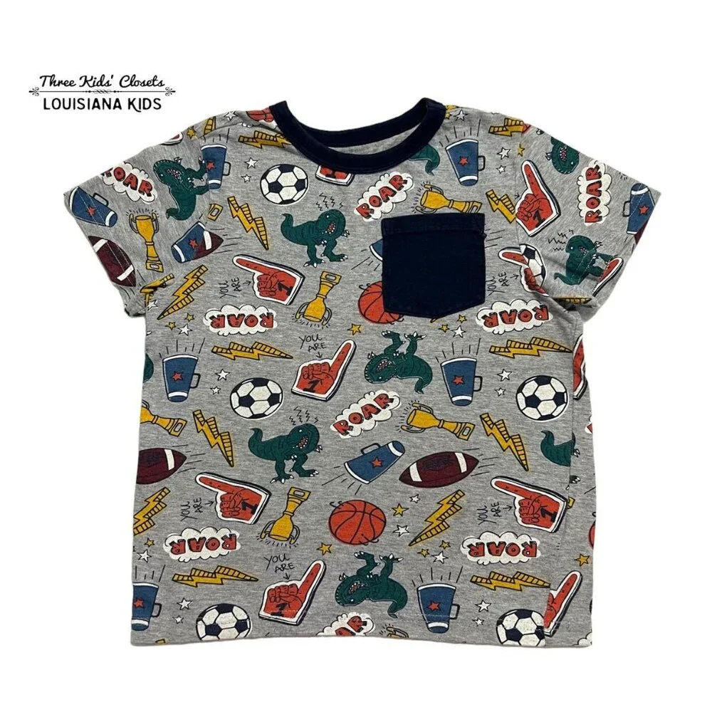 Gymboree 5T Dinosaurs & Sports Graffiti Tee Shirt